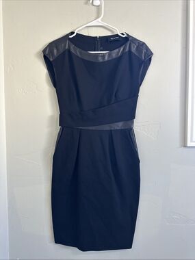 The Kooples Black Dress Leather Trim Women’s Size 2 Euro Size 34